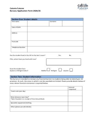 Catcote Futures Bursary Application Form 2024/25