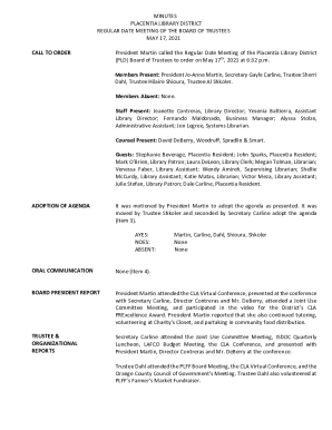 (PLD) Board of Trustees to order on May 17th, 2021 at 6:32 p