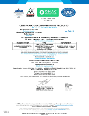 CERTIFICADO DE CONFORMIDAD DE PRODUCTO No. 06275