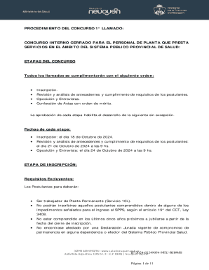 Procedimiento del concurso 1 llamado