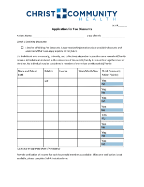 Application for Fee Discounts
