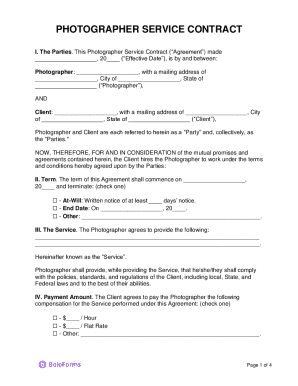 Photographer Service Contract