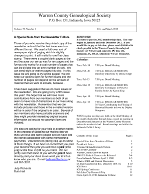 Warren County Genealogical Society Newsletter