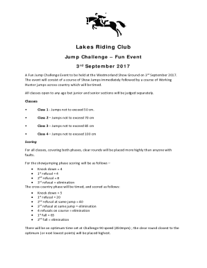 Lakes Riding Club Jump Challenge Entry Form