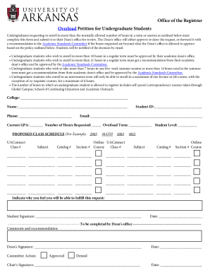 Overload Petition for Undergraduate Students