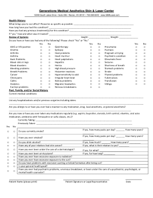 Health History Form