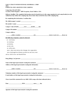 Parental Declaration for Camping