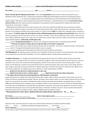 Surgery and Pain Management Form for Elective Surgical Procedures