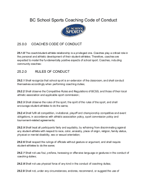 BC School Sports Coaching Code of Conduct