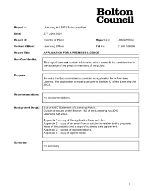 Application for a Premises Licence