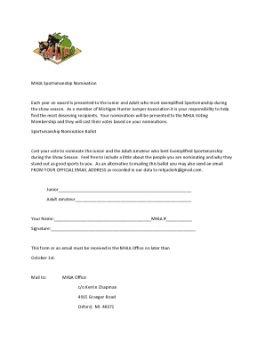 Mhja Sportsmanship Nomination