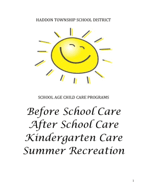 Haddon Township School Age Child Care Programs Parent Handbook