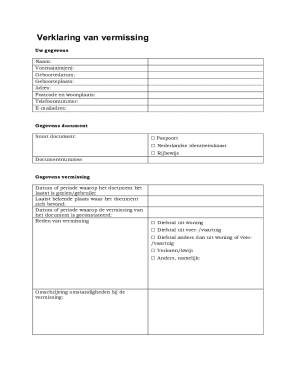 Vermissing van een reisdocument