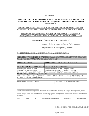 Request for a tax certificate of tax residence