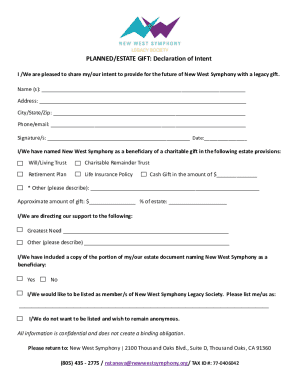 Letter of Intent for Estate Gift - Marin Humane