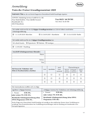 Antwort-Fax an die von Roche Diagnostics Deutschland GmbH beauftragte Agentur: