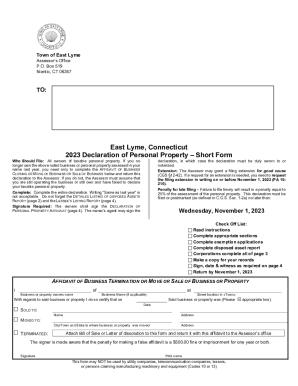 2023 Declaration of Personal Property – Short Form