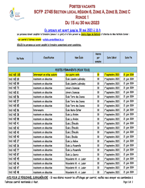 Postes vacants SCFP 2745 Section local rgion 6, Zone A ...