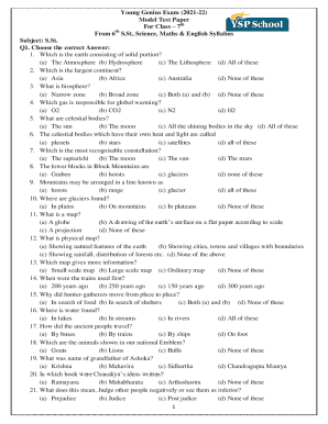 Young Genius Exam Model Test Paper