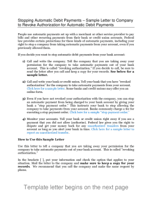 Stopping Automatic Debit Payments