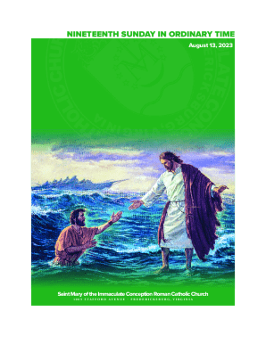 NINETEENTH SUNDAY IN ORDINARY TIME - Saint Mary of the ...