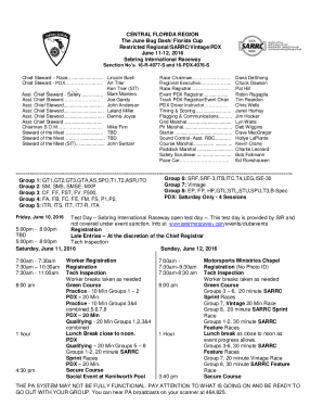 June Bug Dash/ Florida Cup Official Entry Form