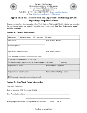 STOP WORK ORDER COMPLIANCE REVIEW REQUEST