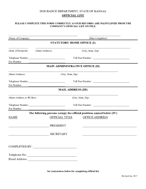 Company Rate/Form FilingsKansas Department of Insurance