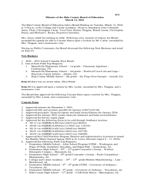 Hale County Board of Education Meeting Minutes