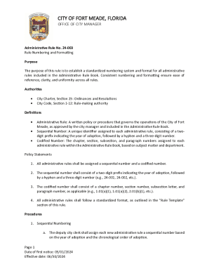 Establishment of Administrative Rule Book