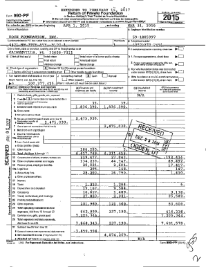 EXTENSION ATTACHED Return of Private Foundation