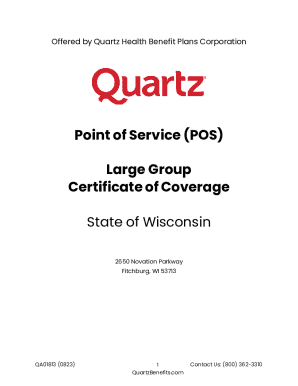 Quartz Health Benefit Plans Corporation Certificate of Coverage