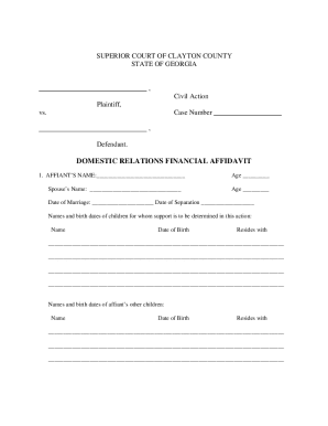 Domestic Relations Financial Affidavit