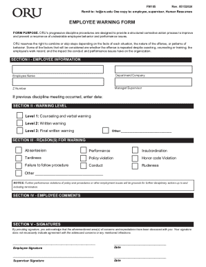 Employee Warning Form