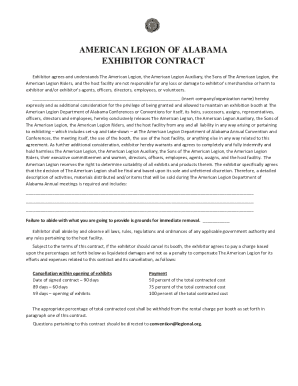 American Legion of Alabama Exhibitor Contract Sample ...