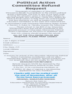 Political Action Committee Refund Request
