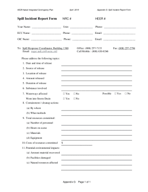 How to Report a Incident/Release/Spill Draft - HEER Office