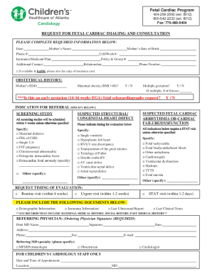 request for fetal cardiac imaging and consultation