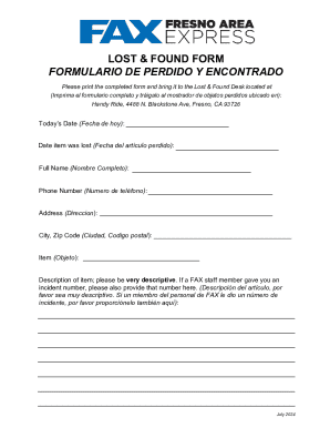 Lost and found form - fillable accessible