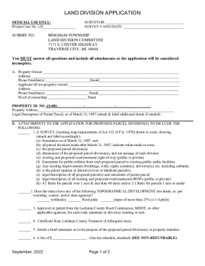 Application for a Land Division/Boundary Adjustment