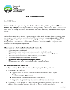 NEMT Rules and Guidelines