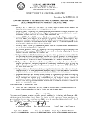 Mariano Lake Chapter Resolution