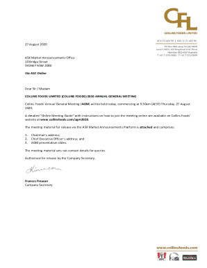 Collins Foods Limited 2020 Annual General Meeting