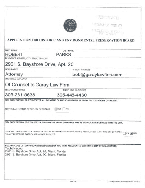 Application for Historic and Environmental Preservation Board