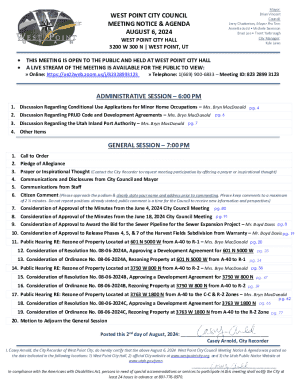 West Point City Council Meeting Notice & Agenda