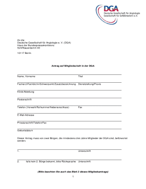 An die Deutsche Gesellschaft fr Angiologie e. V. (DGA) ...