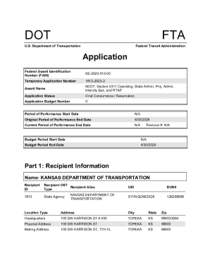 Kdot Section 5311 Federal Award Application