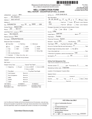 job status / completion form