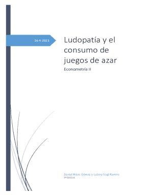 Ludopata y el consumo de juegos de azar. econometra ii