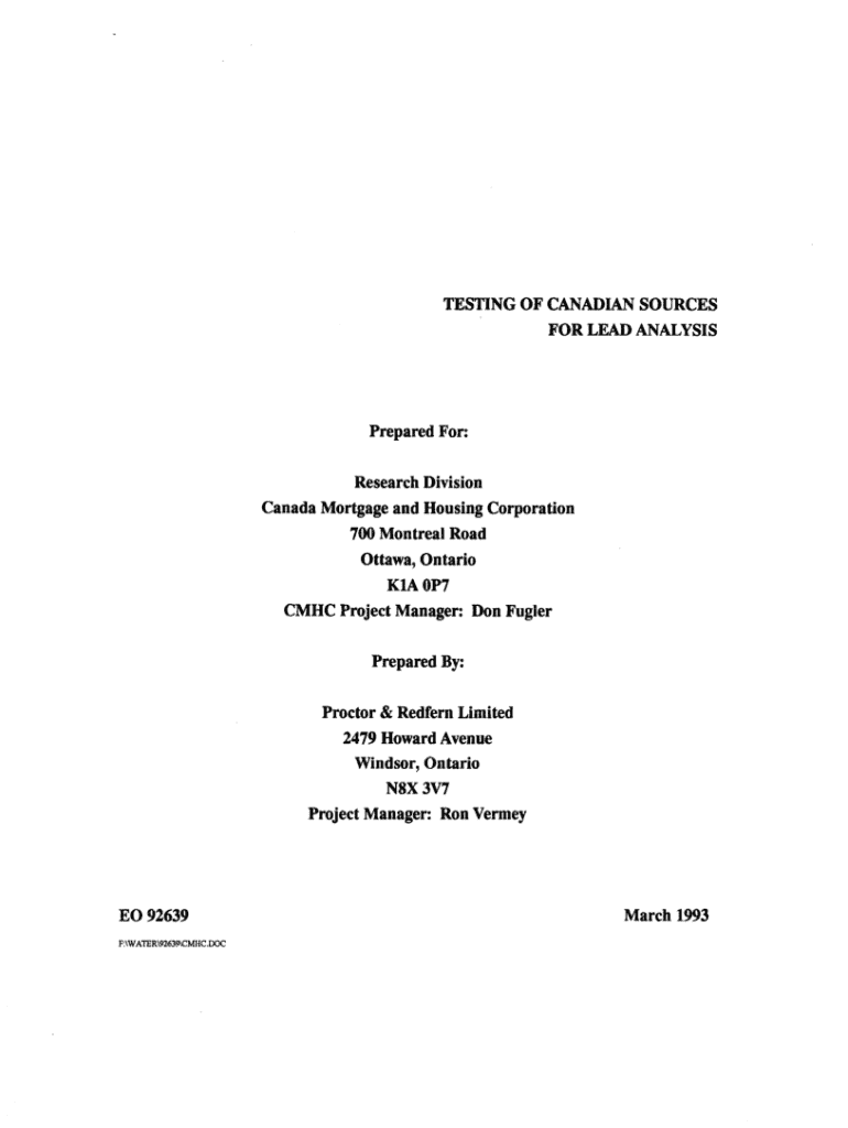 Fillable Online Testing of Canadian Sources for Lead Analysis Fax Email